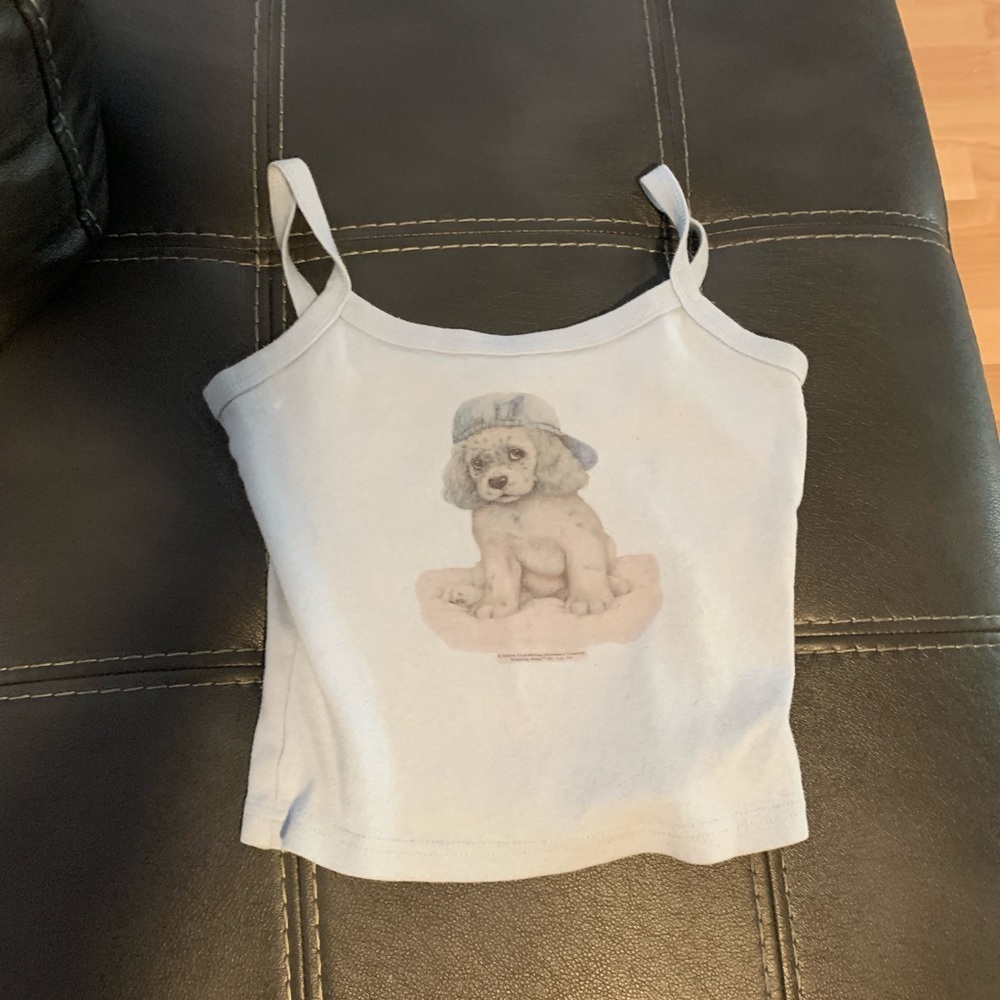 Light blue tank top crop top